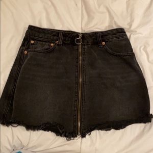 Free People Black Mini Jean Skirt